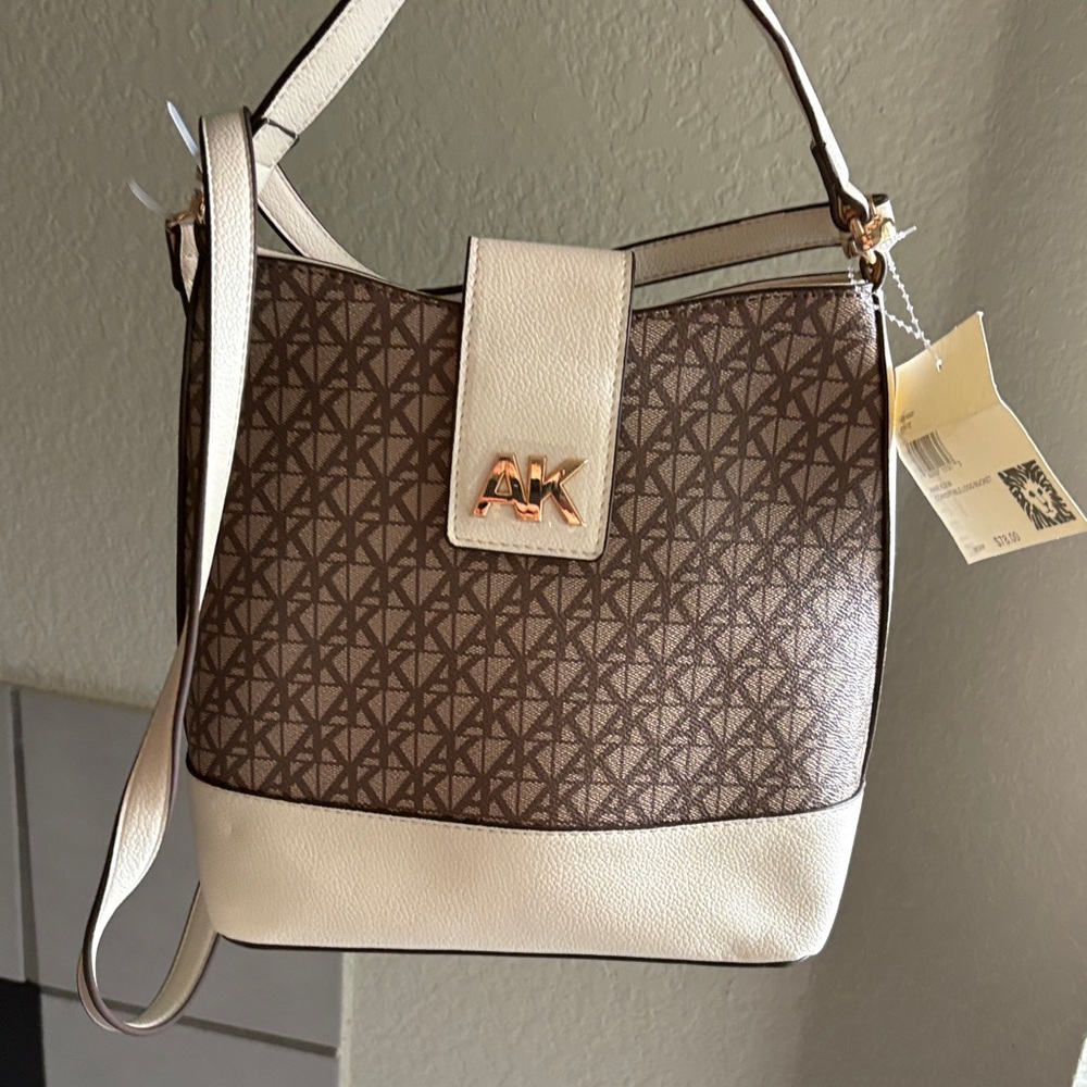 Brown and Cream Women's Bag